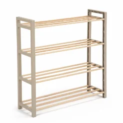Scarpiera 4 ripiani in legno 12 paia di scarpe 65x68x23 cm