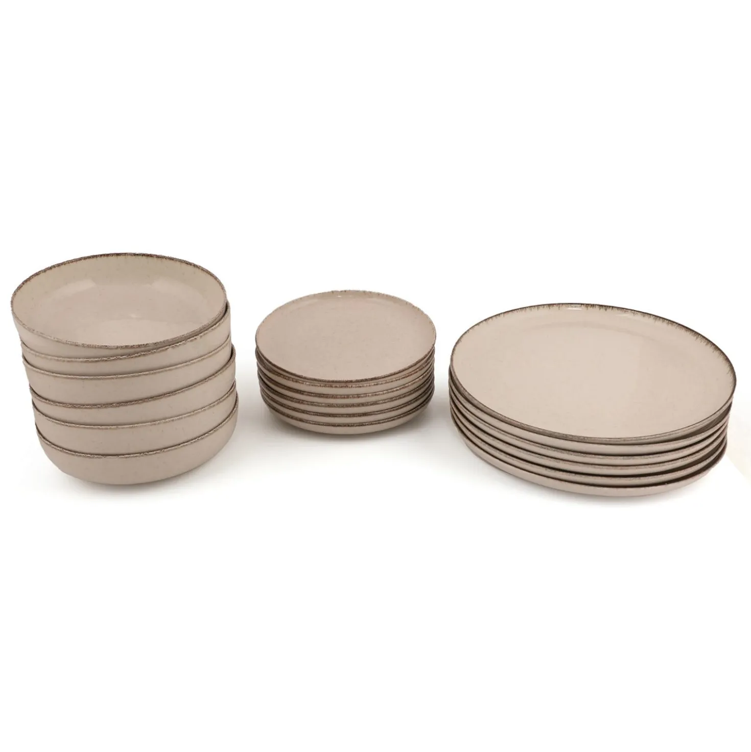Servizio 18 piatti beige effetto puntinato in porcellana