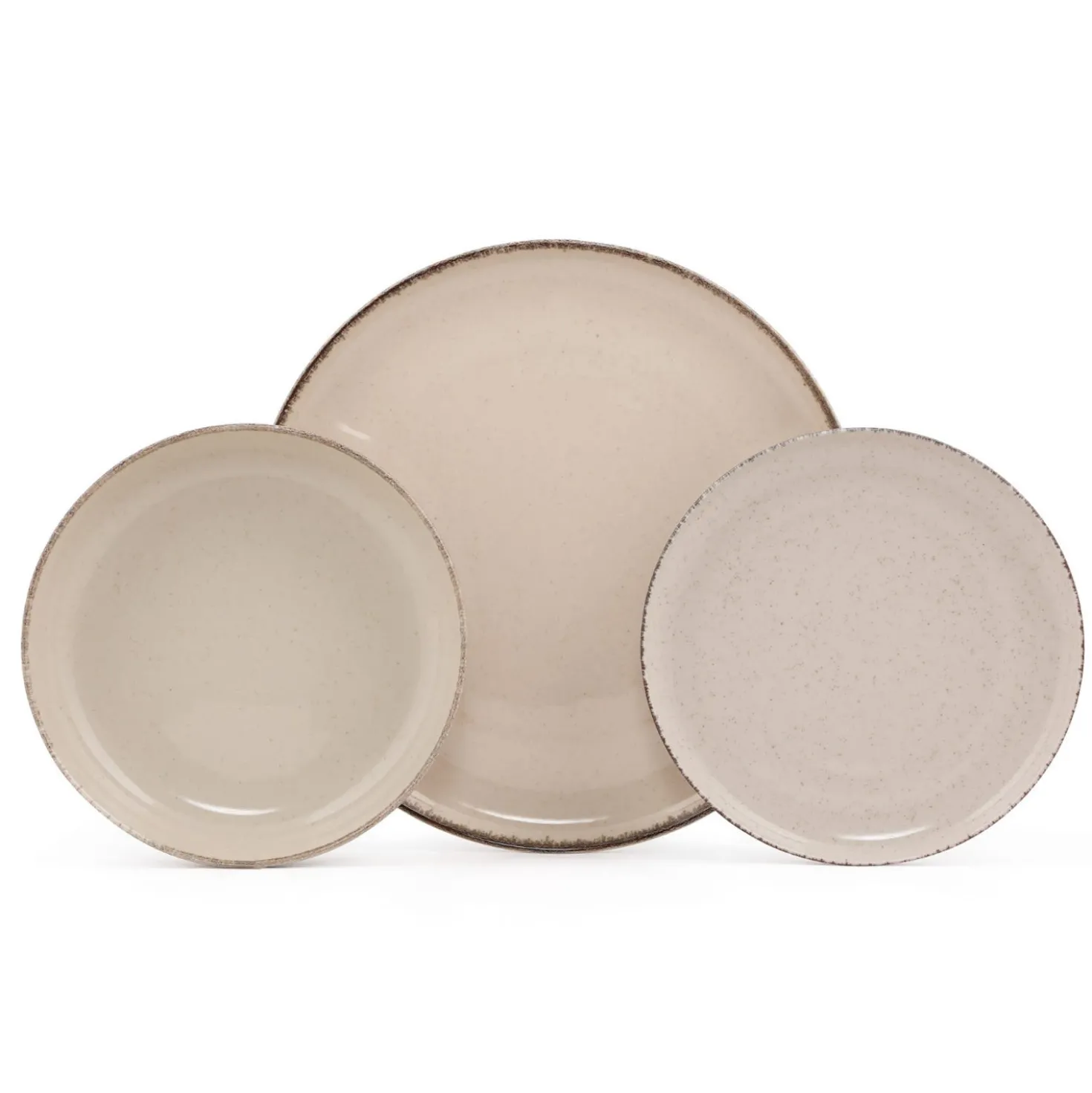 Servizio 18 piatti beige effetto puntinato in porcellana