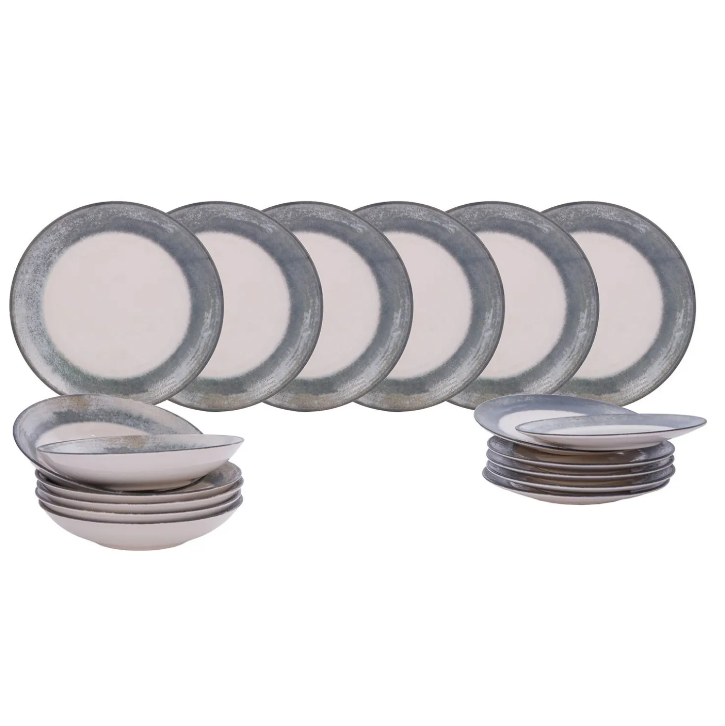 Servizio 18 piatti ceramica bordo blu Caelis