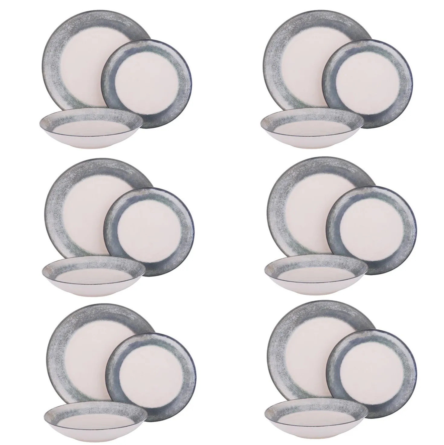 Servizio 18 piatti ceramica bordo blu Caelis