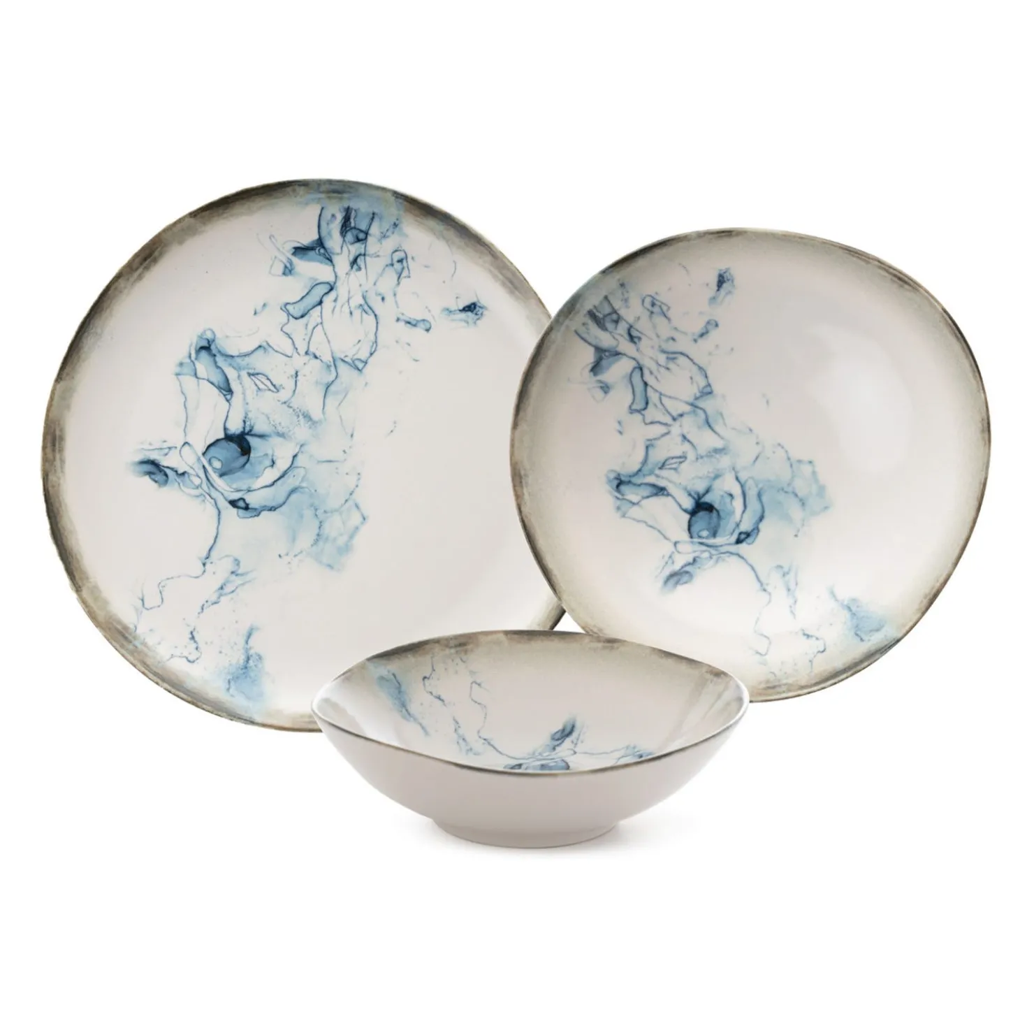 Servizio 24 piatti porcellana decoro azzurro