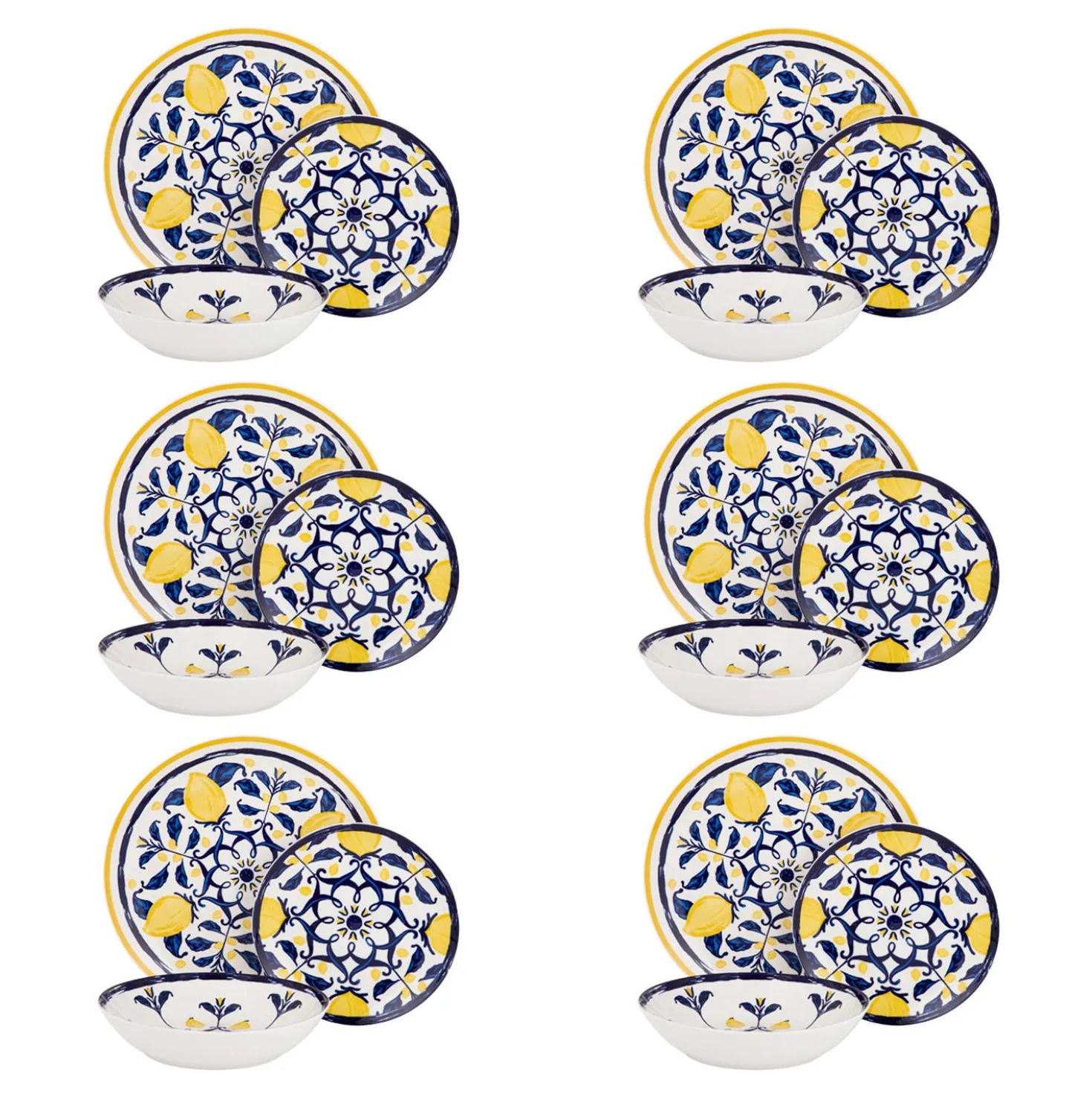 Servizio 18 piatti porcellana limoni Amaltea