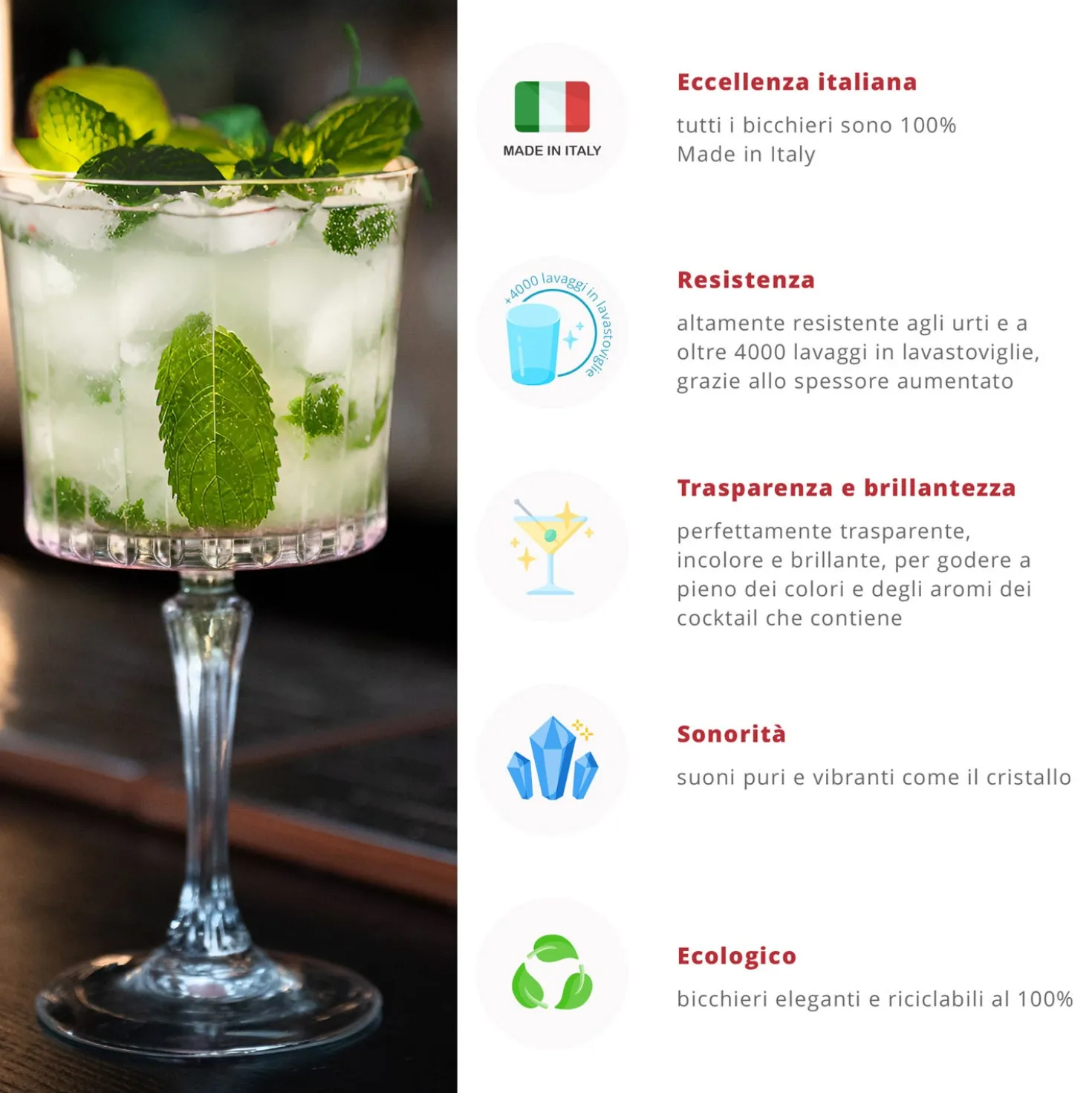 Set 2 calici Mojito RCR Cristalleria Italiana