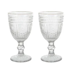 Set 2 calici vino in vetro rombi con bordo oro