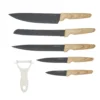 Set 5 coltelli e pelaverdure con manico effetto legno