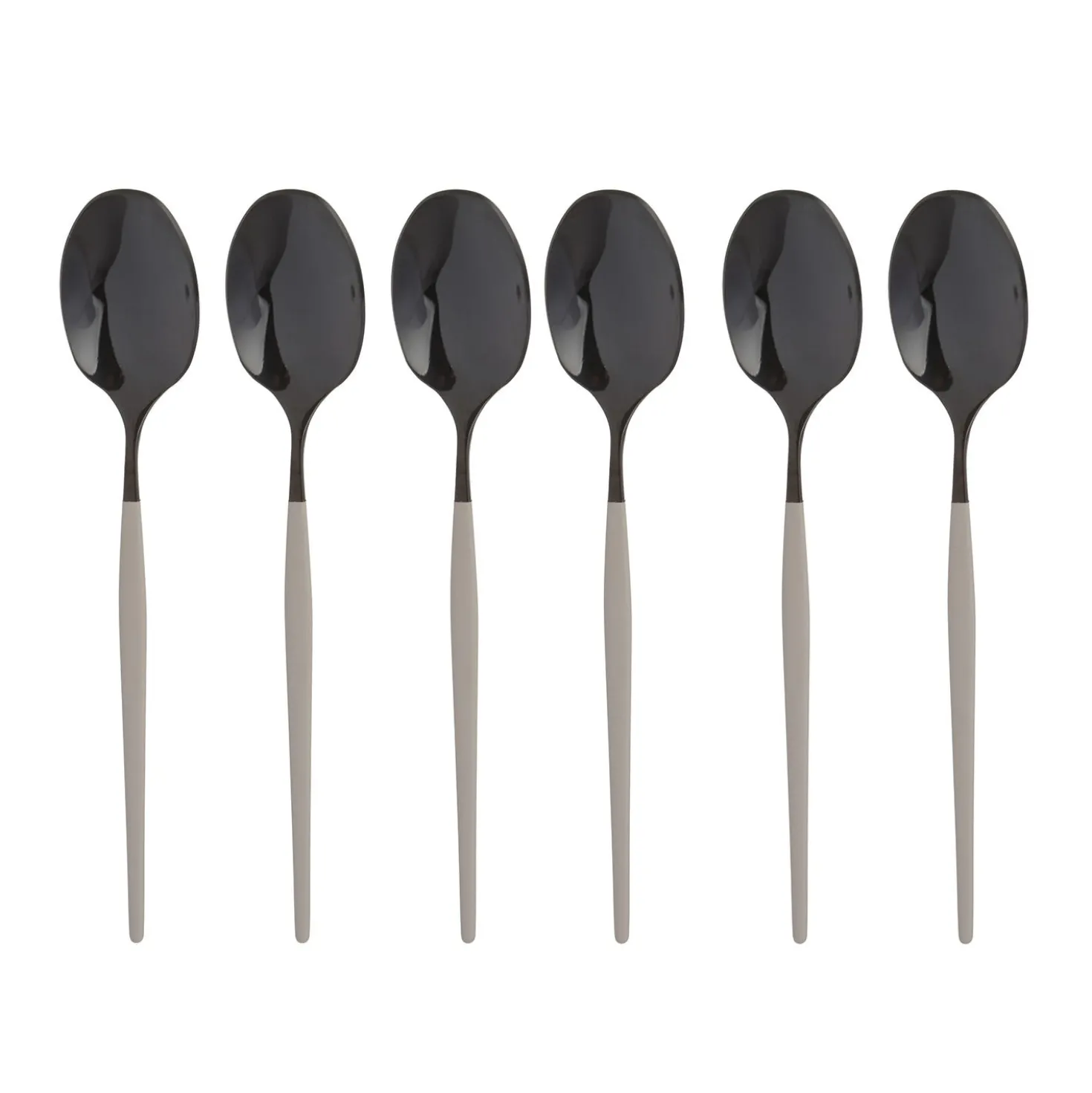 Set 6 cucchiaini taupe e nero Luxy