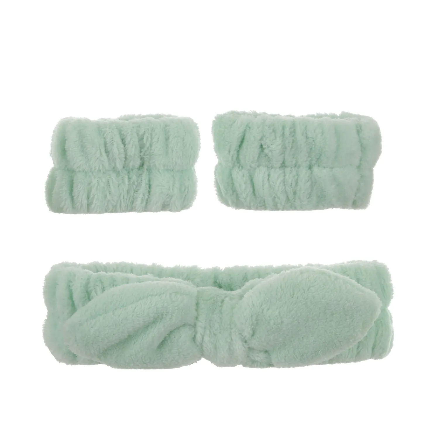 Set fascia capelli e 2 polsini verde