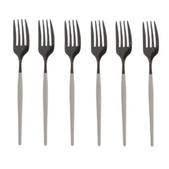 Set 6 forchettine taupe e nero Luxy
