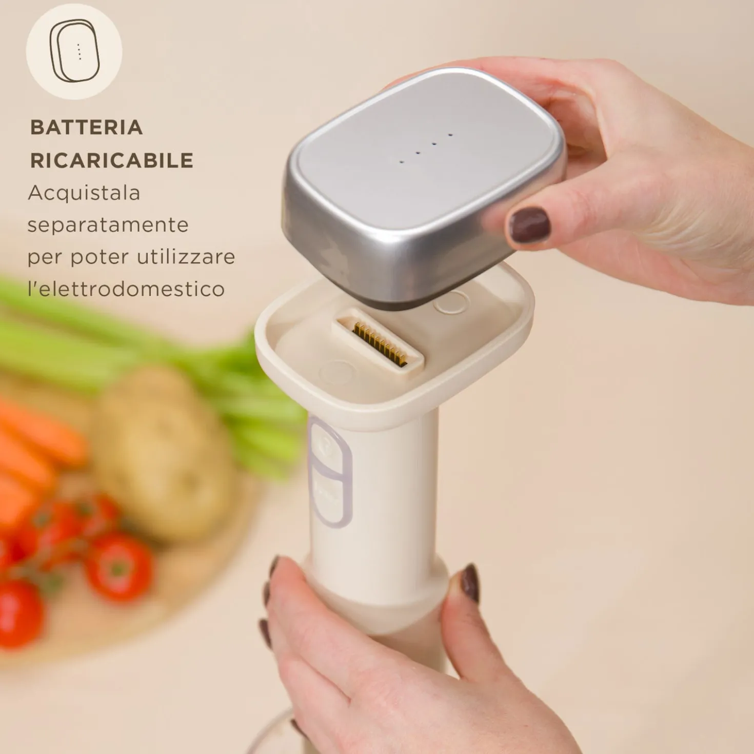 Set frullatore a immersione 3 in 1 senza fili Liberty senza batteria