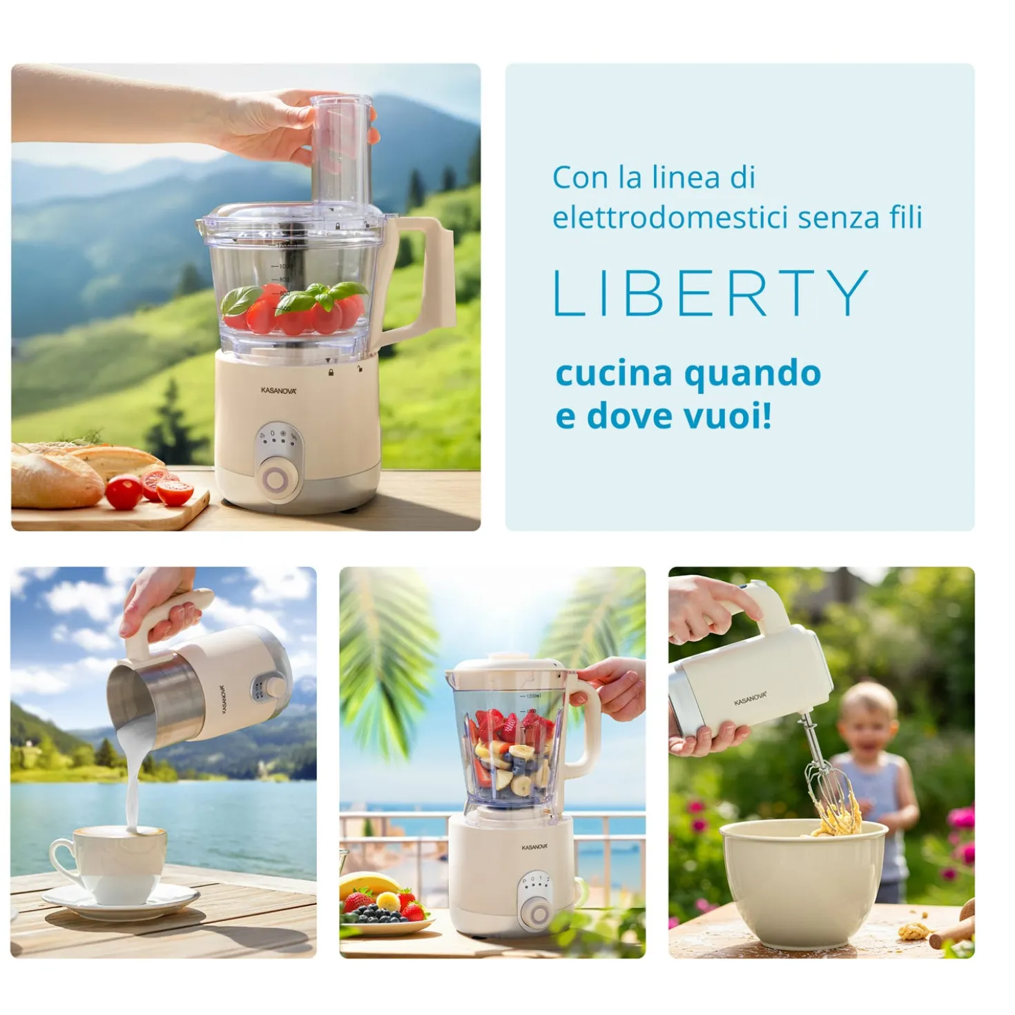 Set frullatore a immersione 3 in 1 senza fili Liberty senza batteria