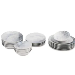 Set 24 pezzi tavola in porcellana grigio