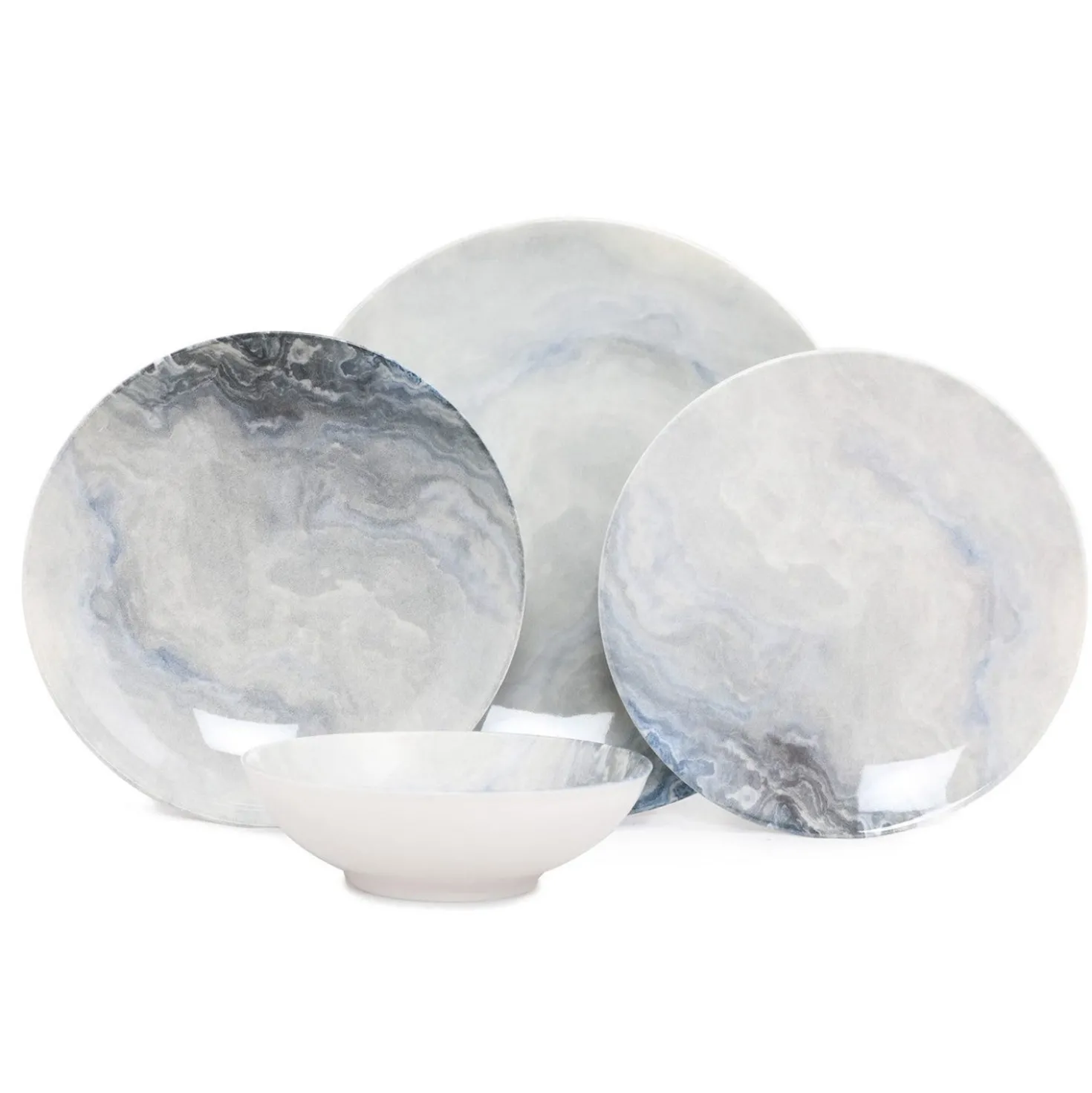 Set 24 pezzi tavola in porcellana grigio