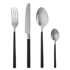 Set 24 posate acciaio inox manico nero Supreme