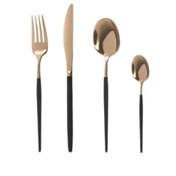 Set 24 posate bordeaux e champagne Luxy acciaio inox