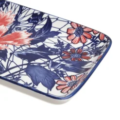 Set sushi 3 pezzi piattino rettangolare fiore rosso Sushiko