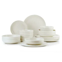 Set tavola crema puntinato 18 pezzi in porcellana