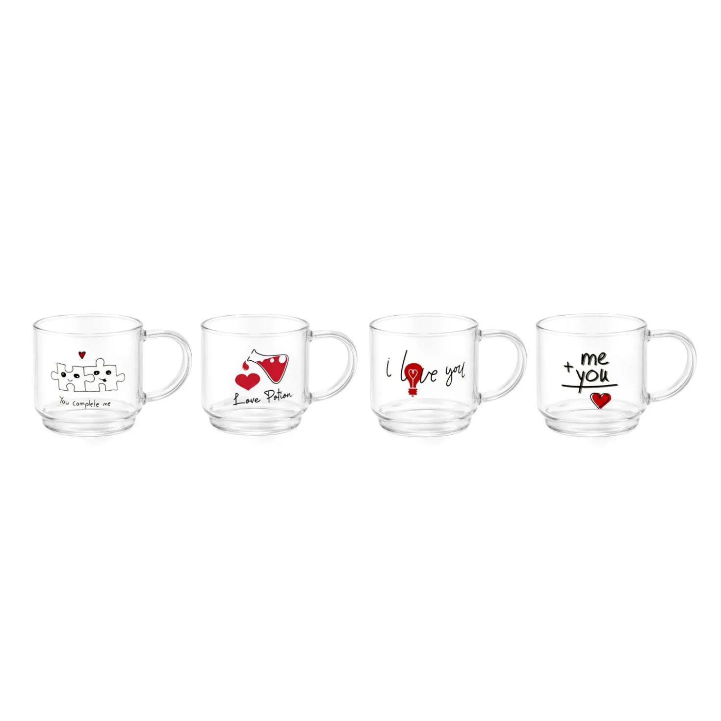 Set 4 tazzine 100 ml in vetro Love up