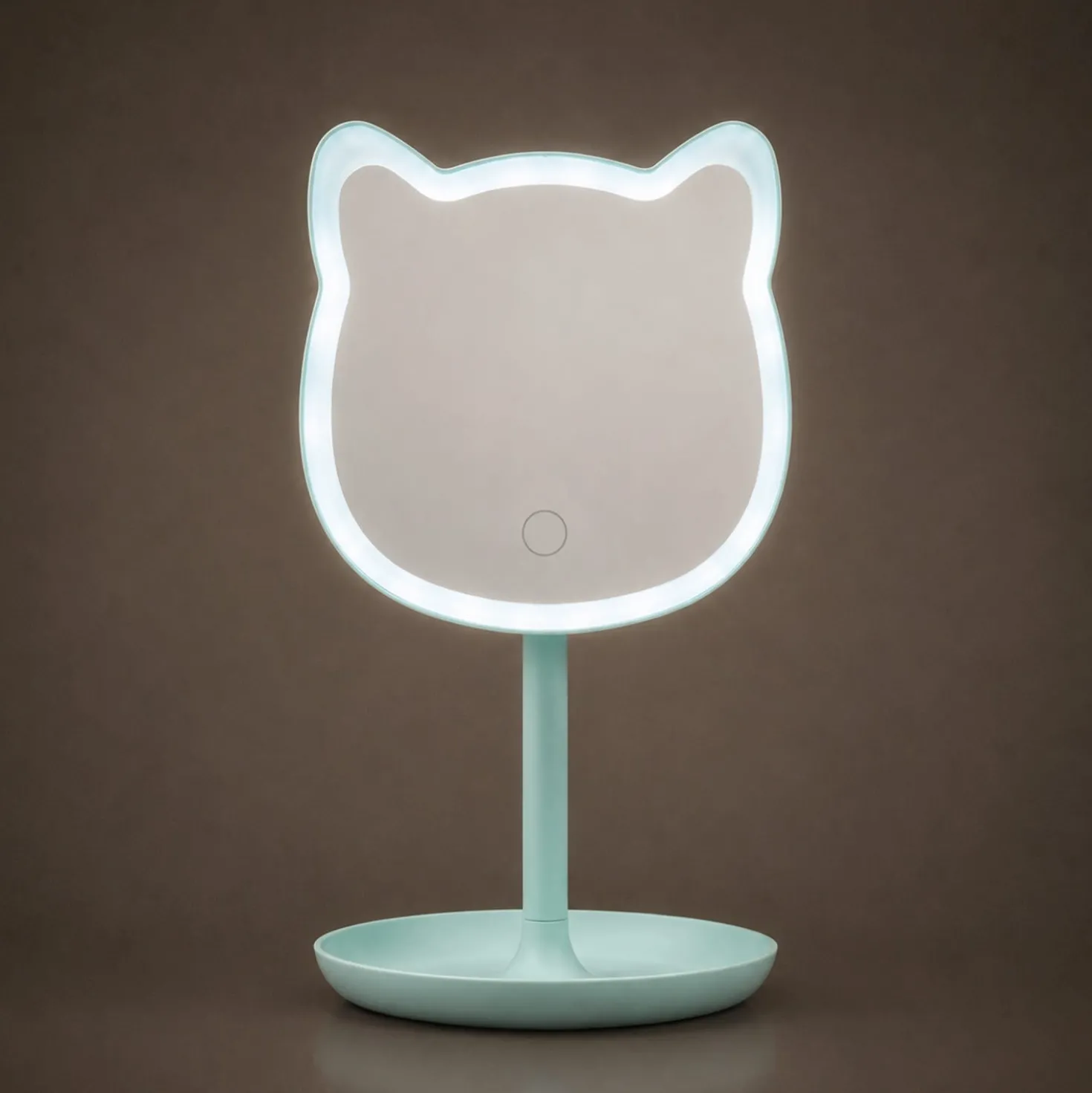 Specchio da tavolo gatto con led verde