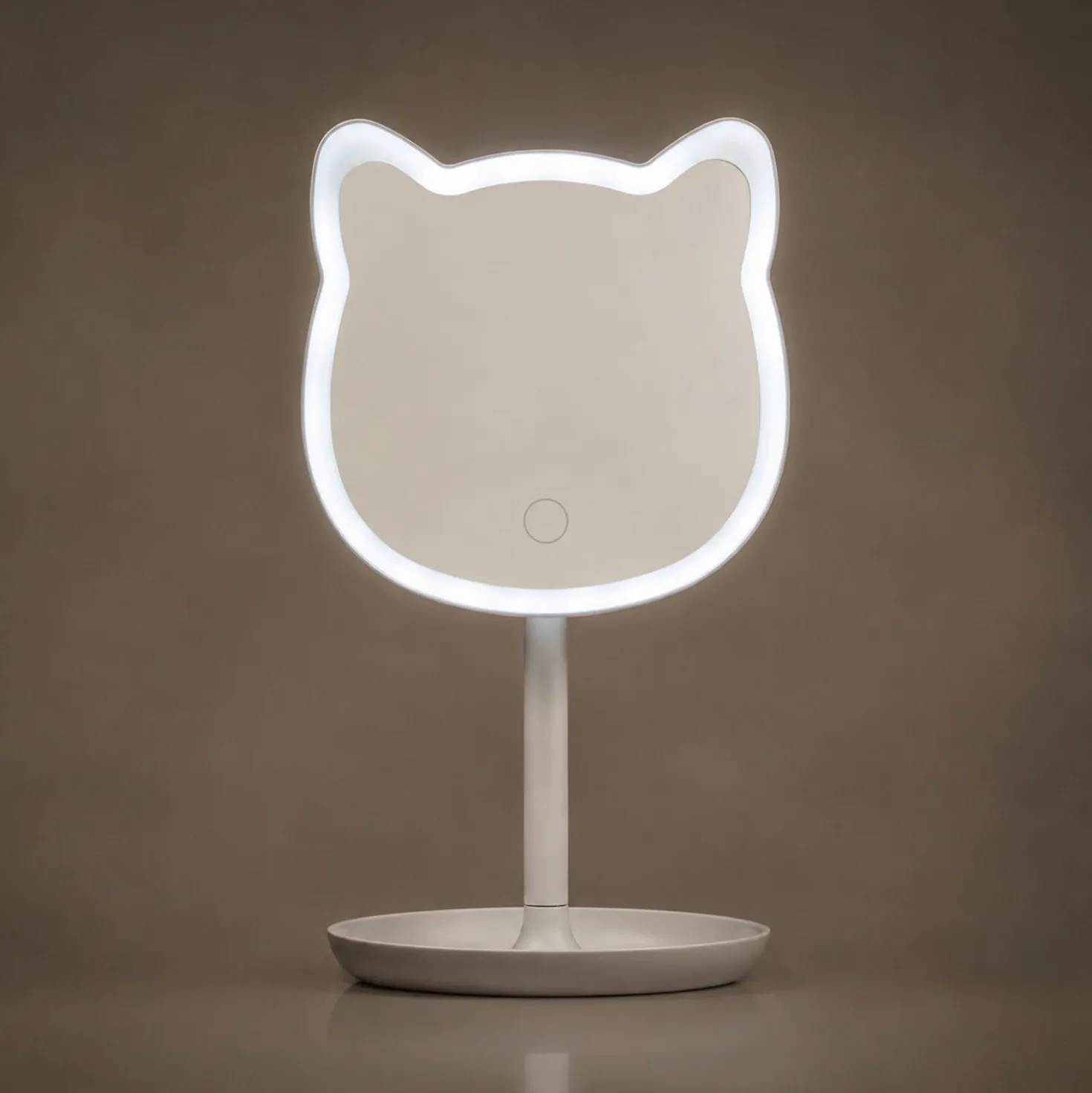 Specchio da tavolo gatto con led bianco