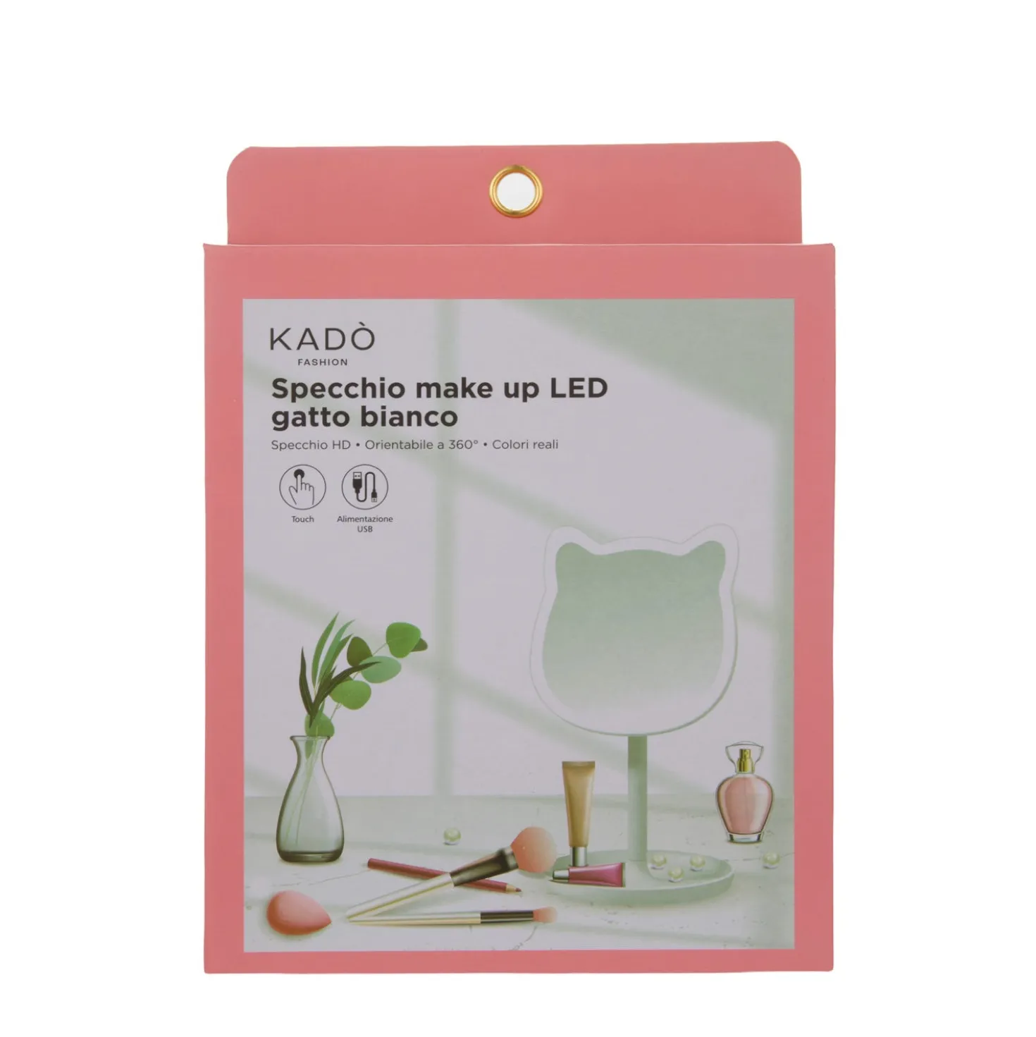 Specchio da tavolo gatto con led bianco