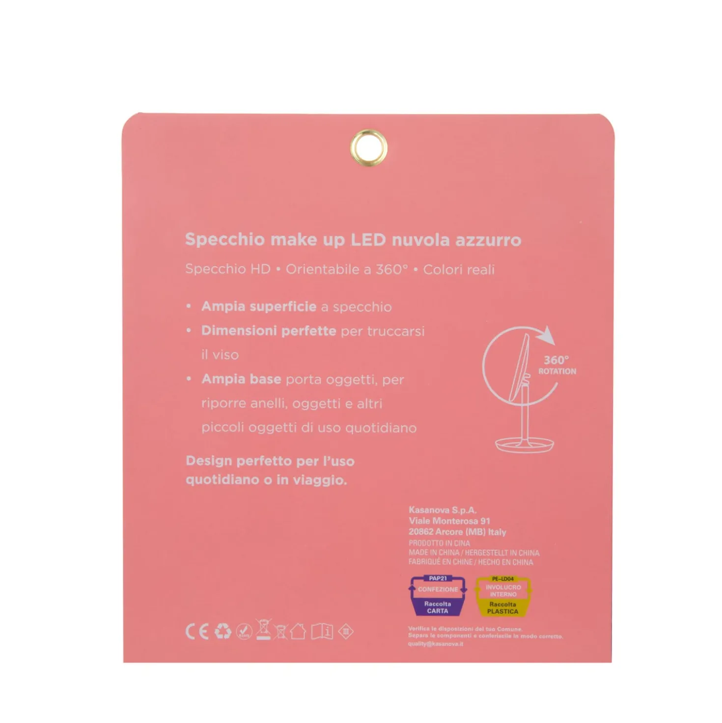 Specchio da tavolo nuvola con led azzurro