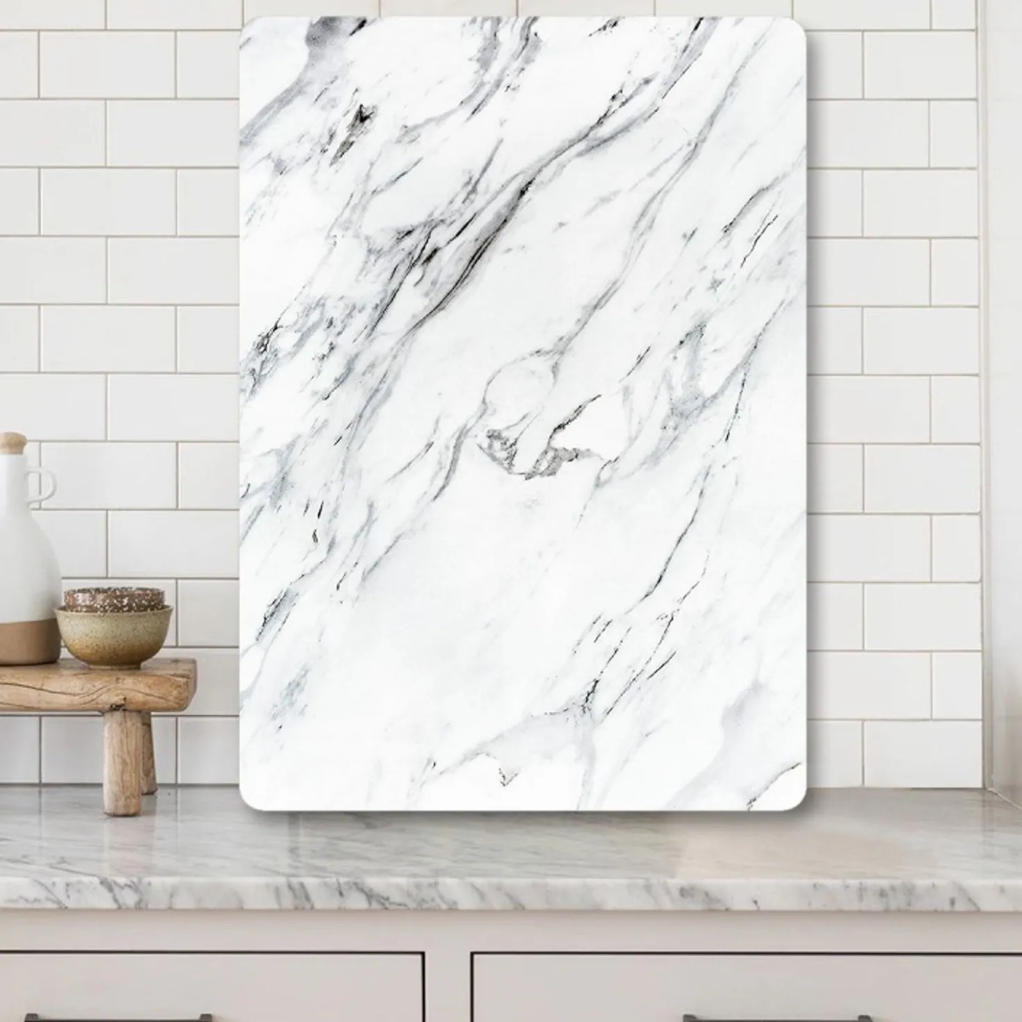 Tagliere effetto marmo bianco 20x30 cm