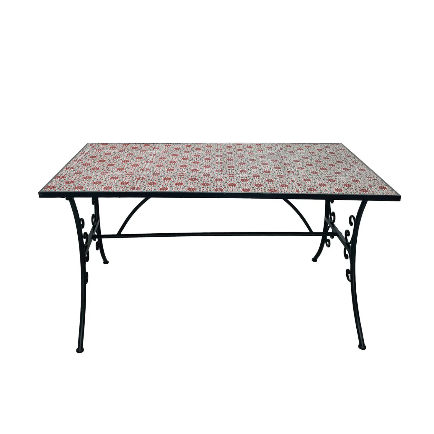 Tavolo giardino maiolica rossa 140x80x75 cm Marrakech