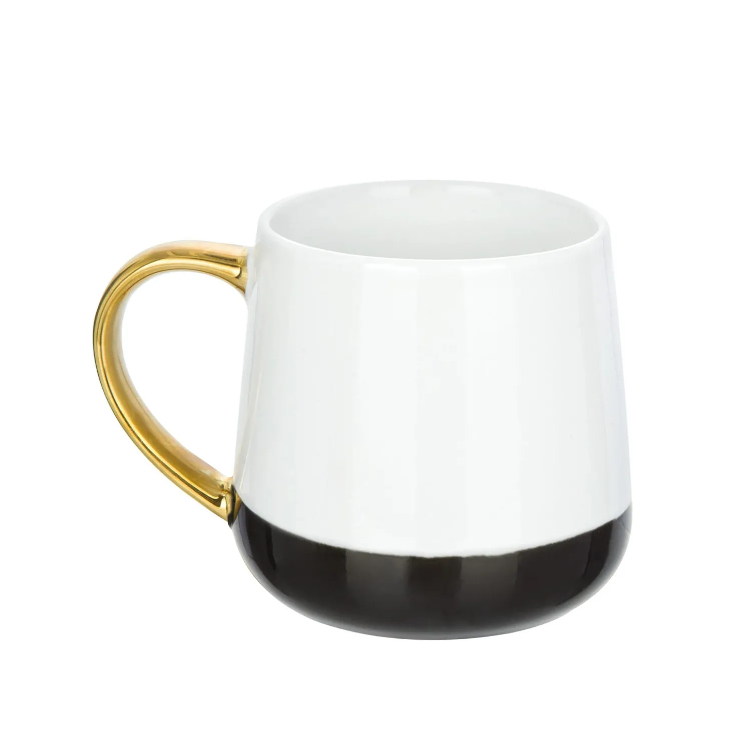Tazza mug ceramica manico oro 360 ml base nera labbra