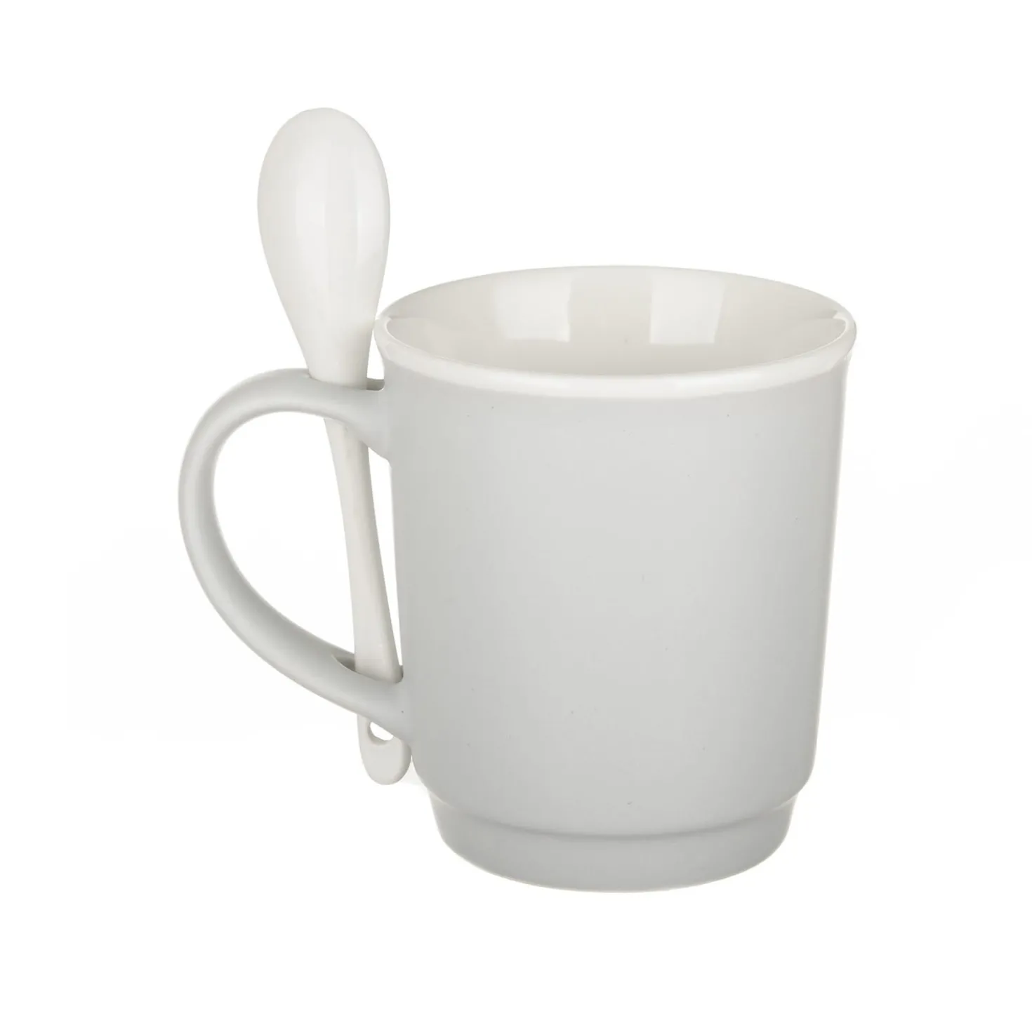 Tazza mug conica 400 ml con cucchiaino in porcellana grigio