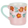 Tazza mug fiori 310 ml in porcellana azzurra e rosa