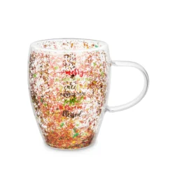Tazza mug vetro borosilicato natalizia glitter 300 ml