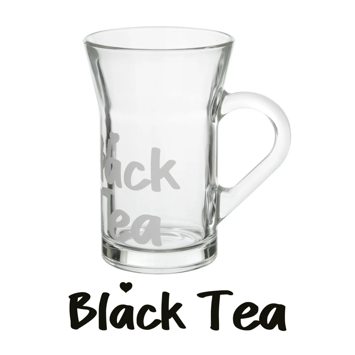 Tazza tè in vetro 230 ml scritta Black Tea