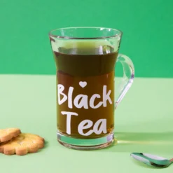 Tazza tè in vetro 230 ml scritta Black Tea