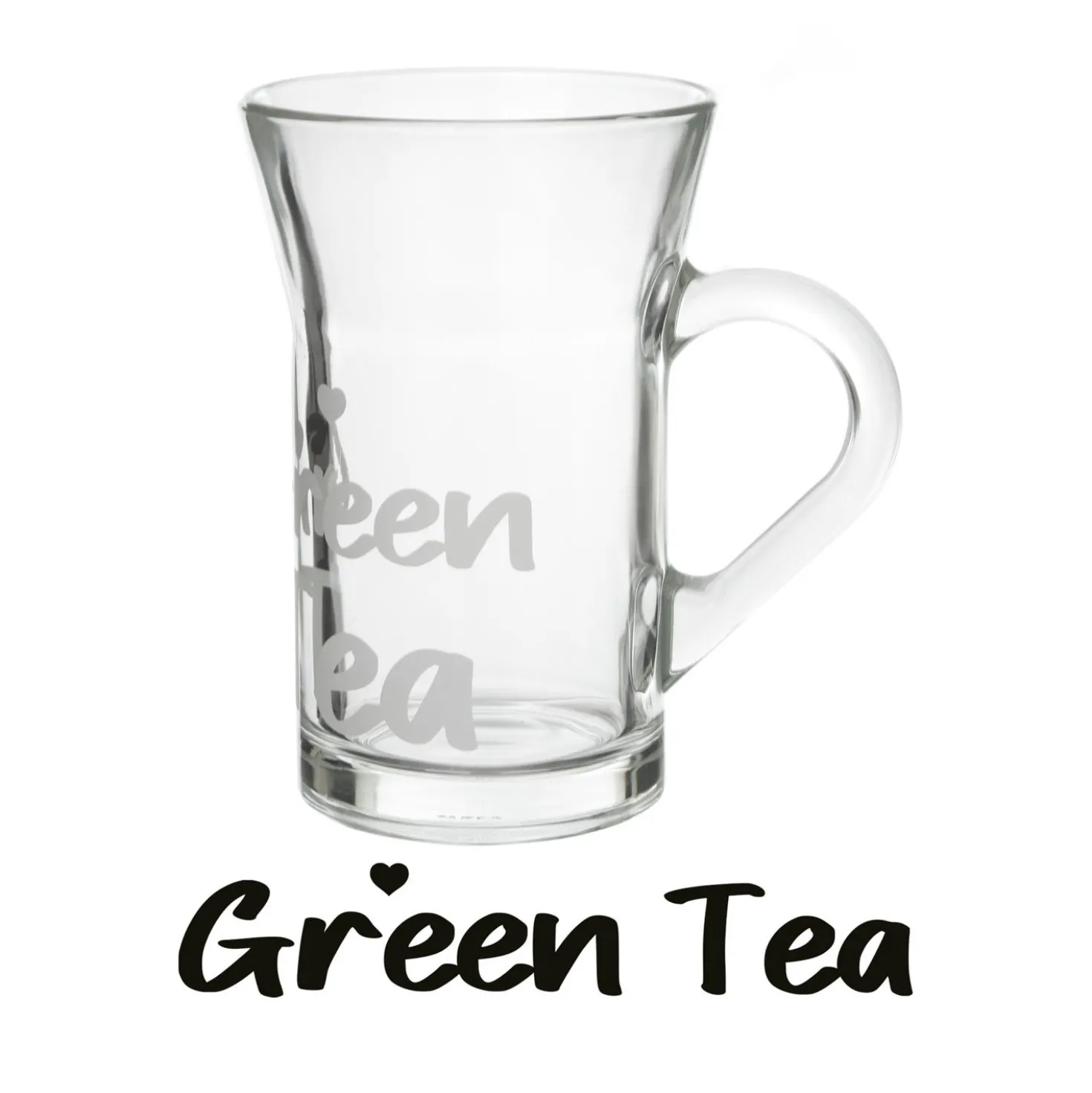 Tazza tè in vetro 230 ml scritta Green Tea