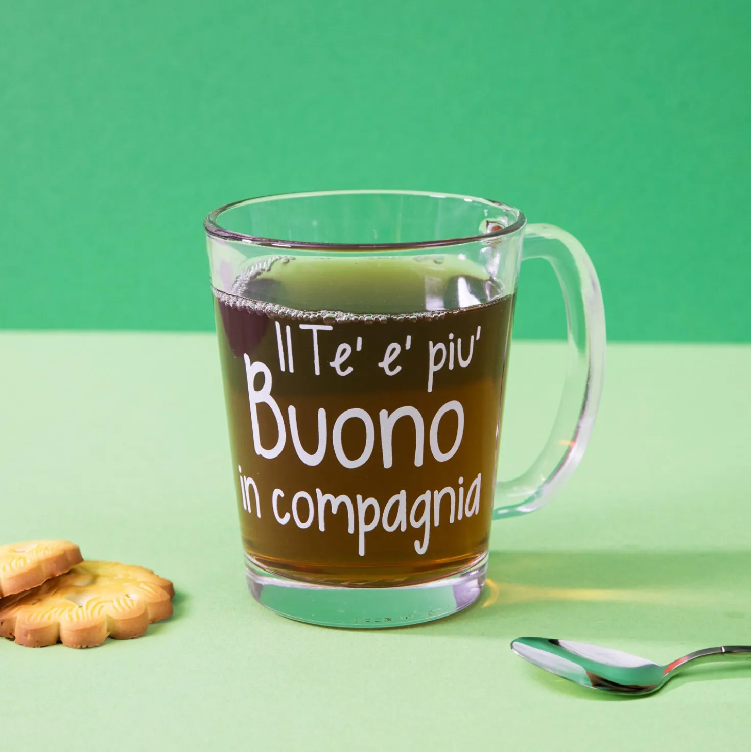 Tazza tè in vetro 310 ml scritta Tè buono