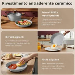 Tegame 24 cm antiaderente ceramico New Ceramic grigio