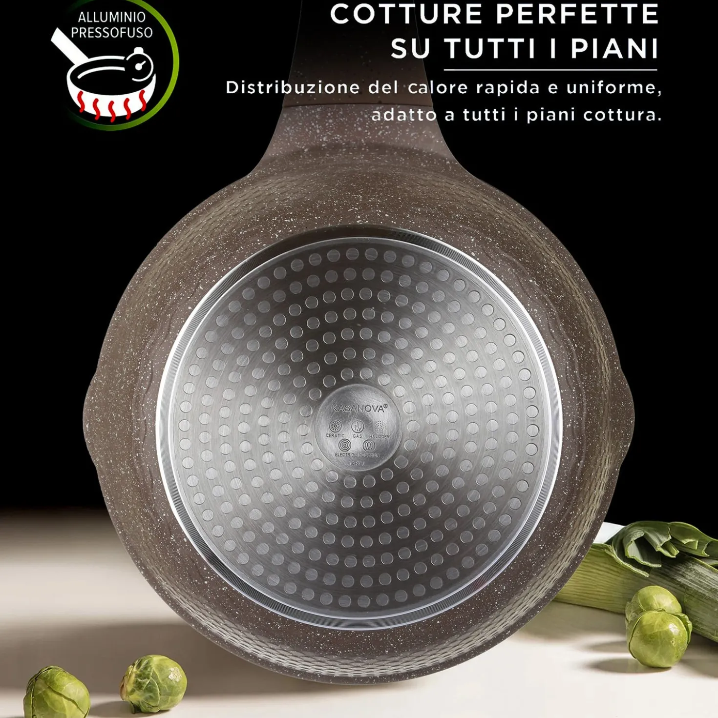 Tegame 28 cm antiaderente 0 grassi con coperchio