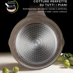 Tegame 30 cm antiaderente 0 grassi con coperchio