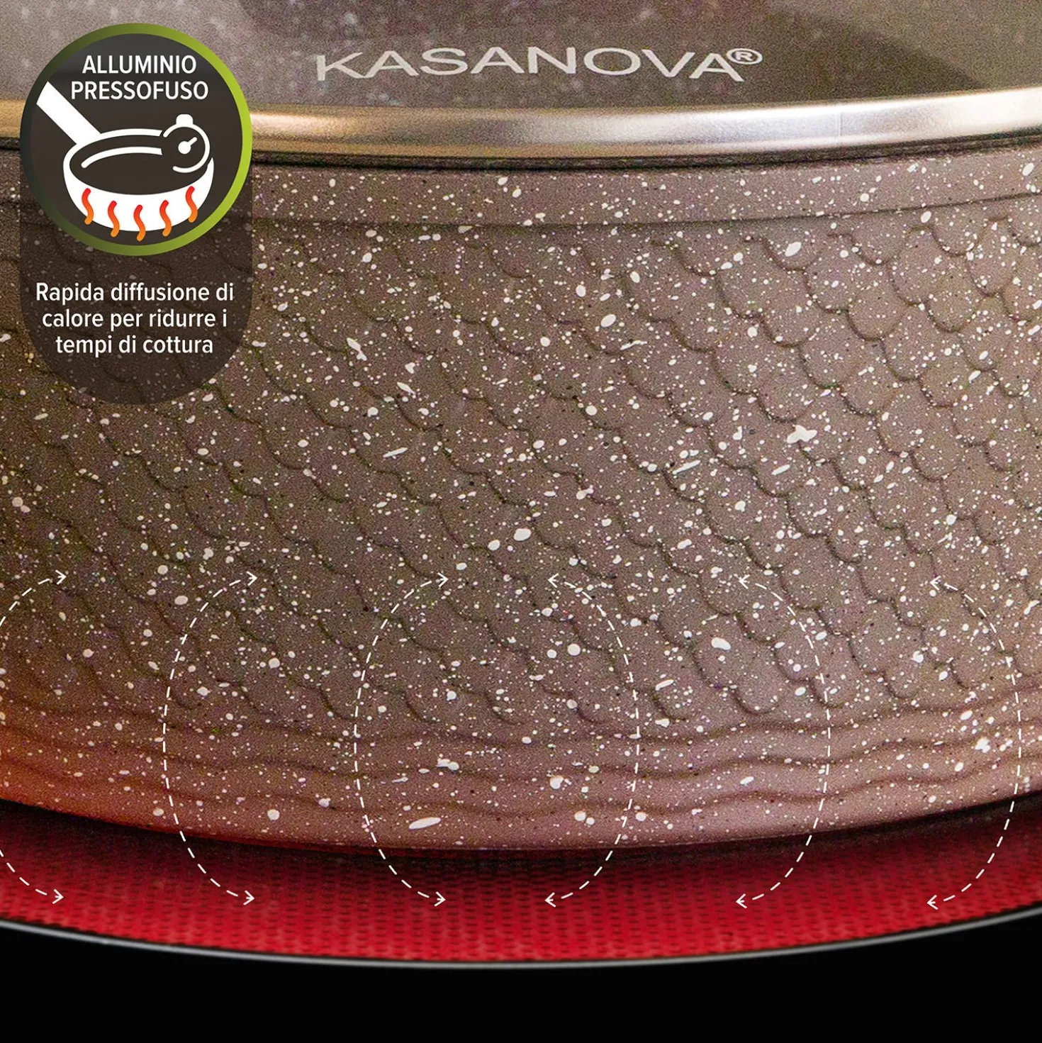 Tegame 30 cm antiaderente 0 grassi con coperchio