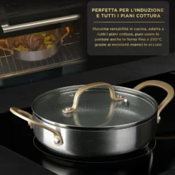 Tegame 24 cm triplo strato Tri Ply - Gold con coperchio