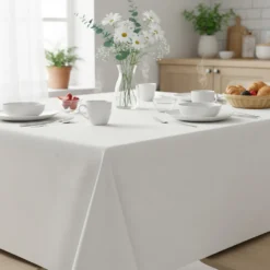 Tovaglia cotone bianco 140x180 cm Slub