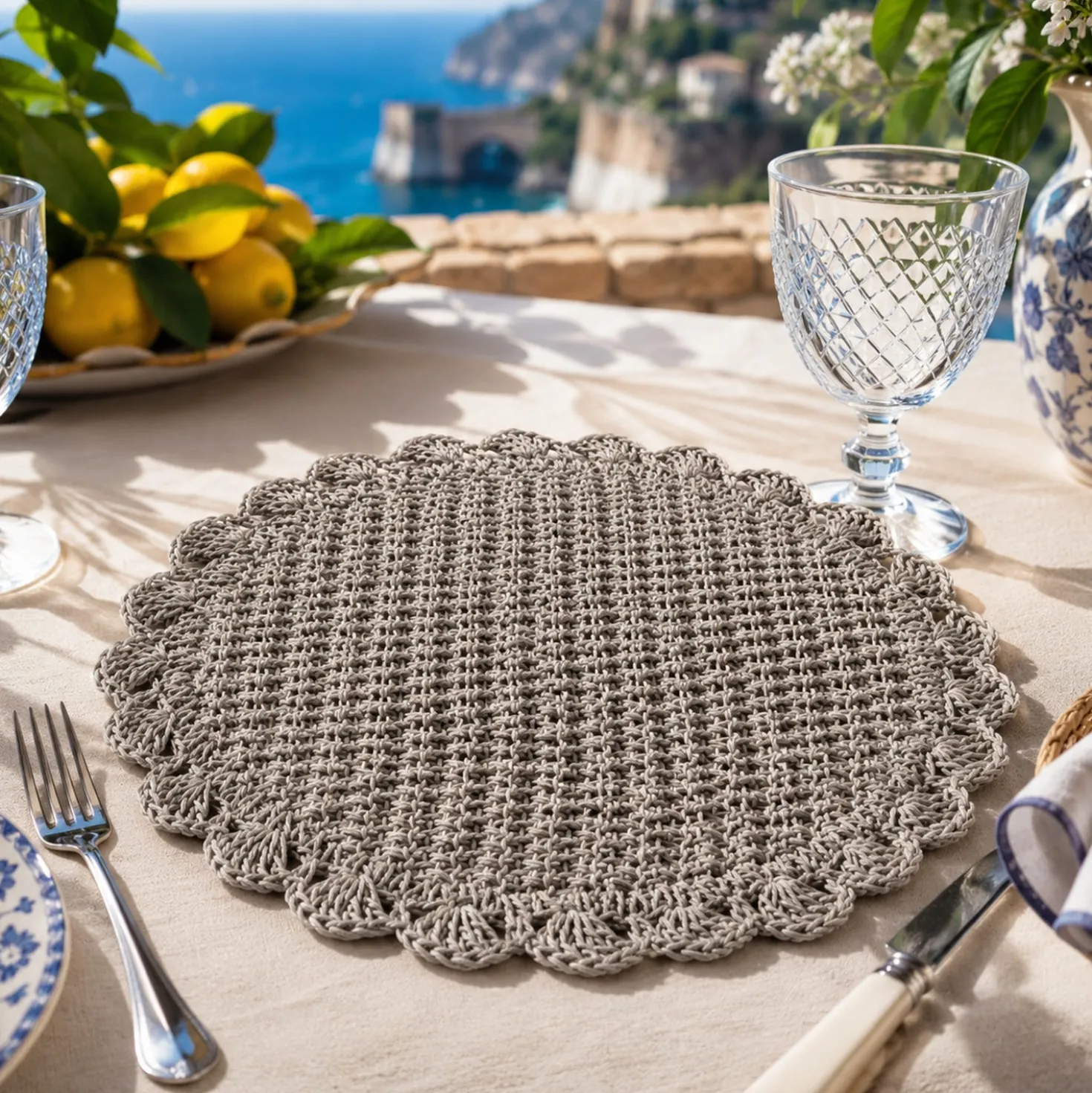 Tovaglietta decorativa 38 cm carta grigio
