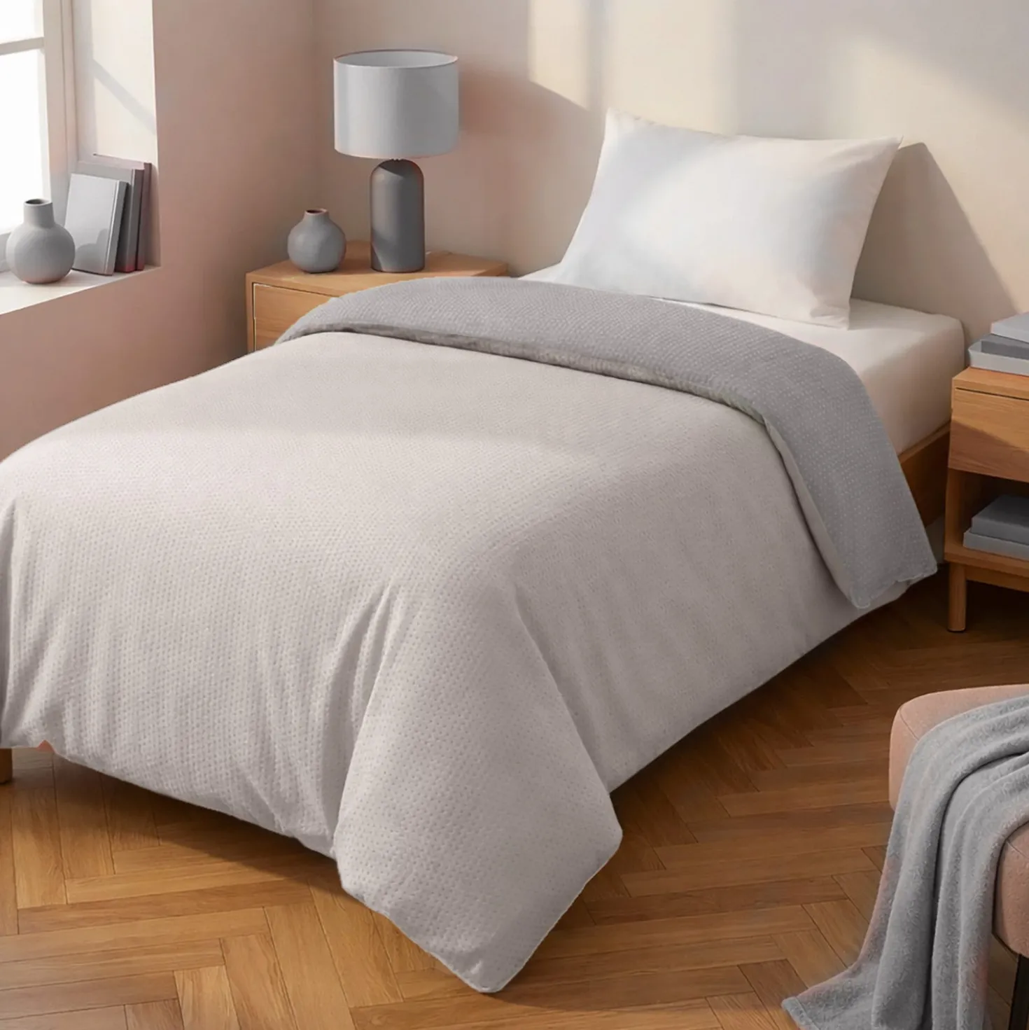 Trapuntino singolo double face grigio