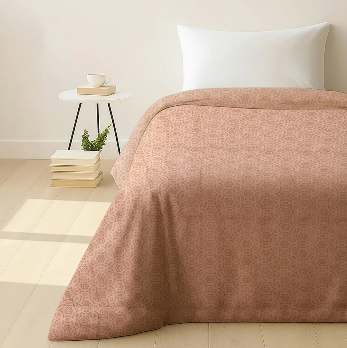 Trapuntino singolo in microfibra effetto seta beige